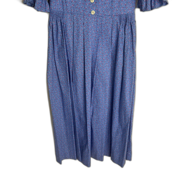 Vtg Alphorn Dress Womens Medium Floral Button Front Puff Sleeve Germany 80s - Picture 4 of 10